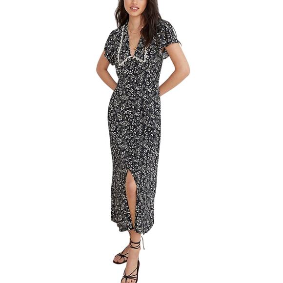 Anthropologie Dresses & Skirts - Anthropologie 'Collared' Black Floral Maxi Dress Size 0